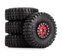 MKIUYVD RC Pneu De Voiture pour Axial pour SCX24 pour Gladiator AX24 (W1022-T1002) 1.0 "Roues À Billes en Aluminium Et Jeu De Pneus en Caoutchouc pour Voiture sur Chenilles 1/24 RC(B)