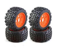 MKIUYVD RC Pneu De Voiture pour TRAXXAS pour Sledge pour E-Revo pour ARRMA pour KRATON pour Outcast 1/8 1/10 rc Cars 4 Pc Pneu De Camion 152 Mm avec Roue Hexagonale 12 Mm(Orange)