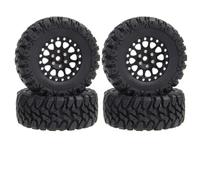 MKIUYVD RC Pneu De Voiture pour TRX4M pour Axial SCX24 AX24 FCX24 1/24 RC Crawler Car 4Pcs 62X24mm 1.2 inch Metal Beadlock Wheel Rim Tire Set(Black)