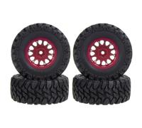 MKIUYVD RC Pneu De Voiture pour TRX4M pour Axial SCX24 AX24 FCX24 1/24 RC Crawler Car 4Pcs 62X24mm 1.2 inch Metal Beadlock Wheel Rim Tire Set(Red)