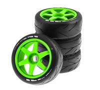 MKIUYVD RC Roues De Voiture pour ARRMA pour Redcat pour Team pour Losi pour Kyosho pour VRX pour HPI 1/8 RC Tout-Terrain pour Buggy 105mm Pneus Roue 17mm Hex(Green)