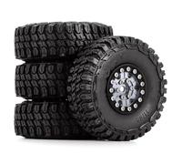 MKIUYVD Roue de RC pour Axial pour SCX24 pour Gladiator AX24 1/24 RC Voiture sur Chenilles 1.0 "Roues À Billes en Aluminium Et Pneus Caoutchouc Ensemble Accessoire(Gray)