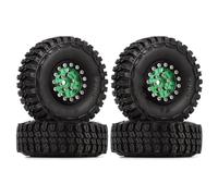 MKIUYVD Roue de RC pour Axial pour SCX24 pour Gladiator AX24 1/24 RC Voiture sur Chenilles 1.0 "Roues À Billes en Aluminium Et Pneus Caoutchouc Ensemble Accessoire(Green Black)