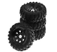 MKIUYVD Roue de RC pour Traxxas Triangle Trou 12Mm Pièces D'adaptateur 93Mm Métal 1.9 Pouces Beadlock Jante De Roue en Caoutchouc Jeu Pneus 1/10 RC Voiture sur Chenilles(Black)