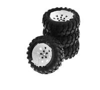 MKIUYVD Roue de RC pour Traxxas Triangle Trou 12Mm Pièces D'adaptateur 93Mm Métal 1.9 Pouces Beadlock Jante De Roue en Caoutchouc Jeu Pneus 1/10 RC Voiture sur Chenilles(White)