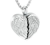 MKJFRLLSA Ange ouvrible pour la photo de proches/animaux de compagnie toujours dans mon cœur Pendentif d’urne de crémation collier contenant des cendres - gravable