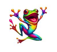 MKJFRLLSA Autocollants colorés et drôles de grenouilles vertes sautissantes, décalcomanie vinyle grenouille de dessin animé pour couvercle de toilettes, décoration de salle de bain