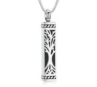 MKJFRLLSA Collier d’urne de l’Arbre de Vie pour les Cendres Femmes Bar cylindrique Souvenir commémoratif d’un être cher
