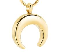 MKJFRLLSA Collier de crémation, bijoux d’urne de lune, pendentif en cendres en acier inoxydable, souvenir commémoratif de femmes hommes