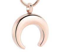 MKJFRLLSA Collier de crémation, bijoux d’urne de lune, pendentif en cendres en acier inoxydable, souvenir commémoratif de femmes hommes