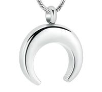 MKJFRLLSA Collier de crémation, bijoux d’urne de lune, pendentif en cendres en acier inoxydable, souvenir commémoratif de femmes hommes