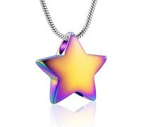 MKJFRLLSA Collier de crémation en acier inoxydable aux couleurs arc-en-ciel, porte-cendres, porte-souvenirs, bijou pendentif d’urne mémoriale pour femmes hommes