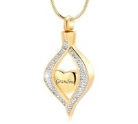 MKJFRLLSA Crémation Cendres Bijoux Oeil de Mon Coeur Cristal urne Collier pour Papa Maman Fils funérailles Memorial Cendres Porte-Cendres