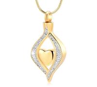 MKJFRLLSA Crémation Cendres Bijoux Oeil de Mon Coeur Cristal urne Collier pour Papa Maman Fils funérailles Memorial Cendres Porte-Cendres