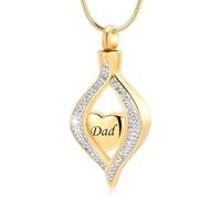 MKJFRLLSA Crémation Cendres Bijoux Oeil de Mon Coeur Cristal urne Collier pour Papa Maman Fils funérailles Memorial Cendres Porte-Cendres