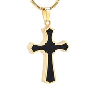 MKJFRLLSA Crémation Croix Collier pour Cendres Croix Urnes Médaillon Pendentif Cendres Porte Bijoux Mémorial en Acier Inoxydable