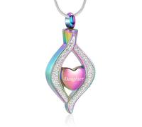 MKJFRLLSA L’Oeil du Coeur crémation Bijoux urne Collier pour Les Cendres des êtres Chers gravé Papa Maman Grand-mère Collier Souvenir pour Les Femmes