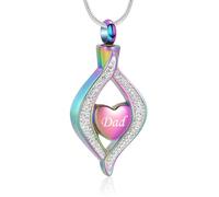 MKJFRLLSA L’Oeil du Coeur crémation Bijoux urne Collier pour Les Cendres des êtres Chers gravé Papa Maman Grand-mère Collier Souvenir pour Les Femmes