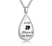 MKJFRLLSA Sculpté en Forme de Larme Souvenir Cendres Collier urne Pendentif crémation mémorial Bijoux-Toujours dans Mon Coeur