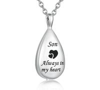 MKJFRLLSA Sculpté en Forme de Larme Souvenir Cendres Collier urne Pendentif crémation mémorial Bijoux-Toujours dans Mon Coeur