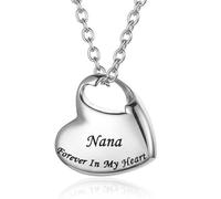 MKJFRLLSA Urne de crémation Collier pour Cendres urne Bijoux, pour Toujours dans Mon Coeur sculpté en Acier Inoxydable Souvenir Pendentif commémoratif étanche