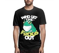 MKJHYVBFDXZ Bclghy Men's Short Sleeve T-Shirt Who Let The Frogs Out Cute Round Collar 100% Cotton Tops Manches Courtes(Medium)