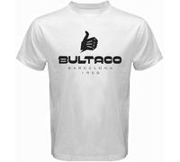 MKJHYVBFDXZ BIAN Bultaco Motorcycles Barcelona 1958 Mens White T-Shirt Manches Courtes(XX-Large)