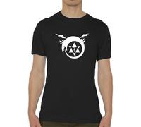 MKJHYVBFDXZ Fullmetal Alchemist Homonculi Symbol Men's Mens Women Plain White t Shirt 100% Cotton Black Manches Courtes(Medium)