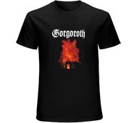 MKJHYVBFDXZ Gorgoroth Mens Church Fire T-Shirt Black Manches Courtes(3X-Large)
