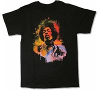 MKJHYVBFDXZ Jimi Hendrix Splatter Color Black T Shirt Experience Manches Courtes(3X-Large)