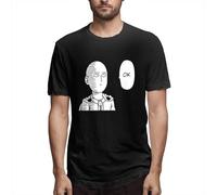 MKJHYVBFDXZ Men's Classic T-Shirt Short Sleeve Print One Punch Man Saitama OK Manches Courtes(Small)
