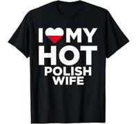 MKJHYVBFDXZ Men's I Love My Hot Polish Wife Cute Poland Native Relationship T ShirtBlack Manches Courtes(XX-Large)