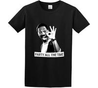 MKJHYVBFDXZ Men's Round Neck T-Shirt Eddie Murphy Party All The Time 80S Beverly Hills Cop Parody Classic Style Black Manches Courtes(Small)