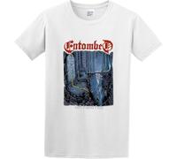 MKJHYVBFDXZ Men's Summer T-Shirt Entombed Left Hand Path'90 Nihilist Comfortable Fabrics to accompany You All Summer White Manches Courtes(X-Large)