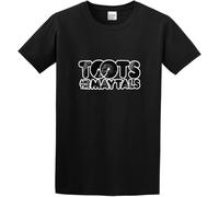 MKJHYVBFDXZ Men's Summer T-Shirt Toots and The Maytals Logo Button Closure Black Manches Courtes(Medium)