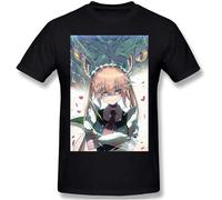 MKJHYVBFDXZ Miss Kobayashi'S Dragon Maid Comfortable Man Tops Short Sleeve Shirt Black Manches Courtes(XX-Large)