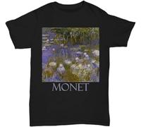 MKJHYVBFDXZ Yellow and Lilac Waterlilies by Claude Monet Manches Courtes(Small)
