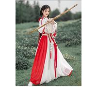 Mkjuuior Hanfu Robe traditionnelle chinoise pour femme Kimono Ancient Tang Dynastie Ensemble Hanbok Cosplay Fée Belle Rouge Fille Vestido A Costume M