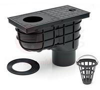 MKK Bac à eau de pluie vertical Ø 110 mm noir Clapet anti-retour Siphon de gouttière