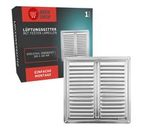 MKK Grille d'aération à lamelles en acier inoxydable - 200 x 200 mm - Protection contre les intempéries - Pour garage, cuisine, salle de bain