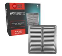 MKK Grille d'aération à lamelles en acier inoxydable - 250 x 250 mm - Protection contre les intempéries - Pour garage, cuisine, salle de bain
