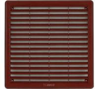 MKK Grille d'aération Asa en plastique marron - 250 x 250 mm - Pour porte de salle de bain et WC - Plusieurs tailles - Avec moustiquaire - Blanc et marron