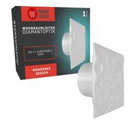 MKK Ventilateur de salle de bain avec panneau diamant - Blanc - Diamètre : 125 mm - Capteur d'humidité/hygrostat