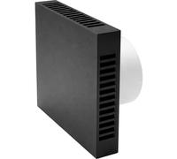 MKK Ventilateur d'extraction d'air - Diamètre : 110 mm - Filtre interchangeable - Pour salle de bain, WC, cuisine - Montage mural - Noir - Diamètre : 110 mm - Interrupteur à tirette - Silencieux