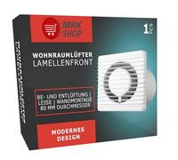 MKK Ventilateur silencieux pour salle de bain et salon Blanc Ø 80 mm
