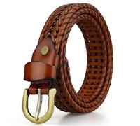 MKLHAVB Ceinture de tissage ceintures en cuir de concepteur for les femmes tissées mince sangle féminine dames tressées femme Pour Jeans(90cm,Brown)