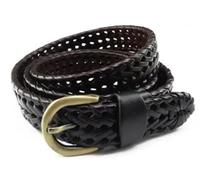 MKLHAVB Ceinture hommes femmes ceintures de luxe en cuir tressé peau de vache sangles tout assorti Simple à la mode marée Pour Jeans(115CM,Coffee)