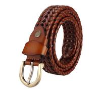 MKLHAVB Ceinture tissée cuir femmes sangles homme ceintures large Ceinture mâle peau de vache Vintage Ceinture Femme Pour Jeans(90cm,Woman brown)