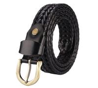 MKLHAVB Ceinture tissée cuir femmes sangles homme ceintures large Ceinture mâle peau de vache Vintage Ceinture Femme Pour Jeans(105CM,Woman black)