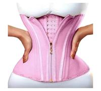 MKLHAVB Corset de compression double for le ventre plat, avec fermeture éclair et crochet, ceinture amincissante(Pink corset,XS)